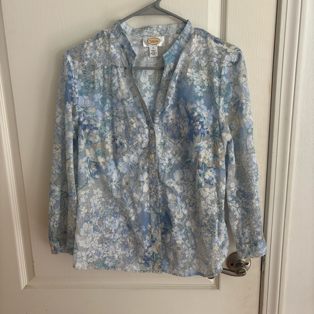 Talbots floral sheer blouse
